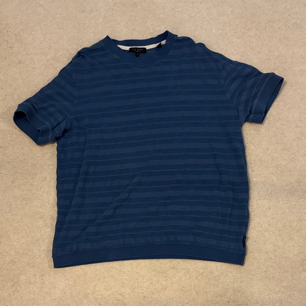 Ted Baker Navy Striped Tee size 3 which is a medium